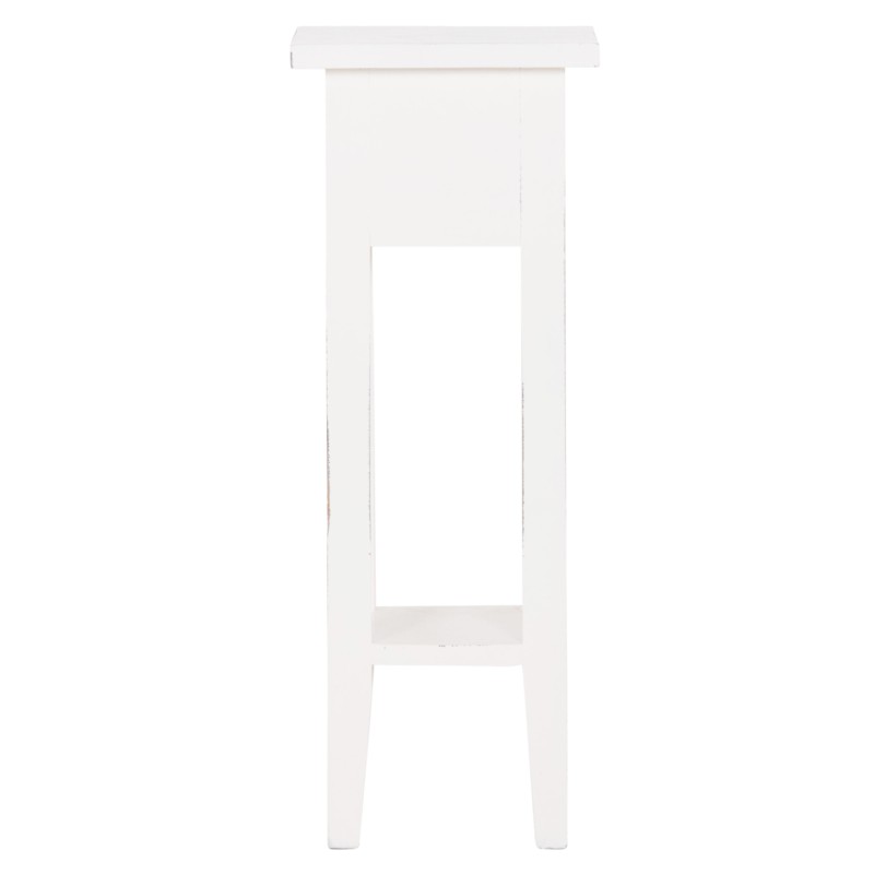 SIDE TABLE RAMU FK9484.03 MAHOGANY WOOD WITH A DRAWER IN WHITE 25x25x66.5Hcm.