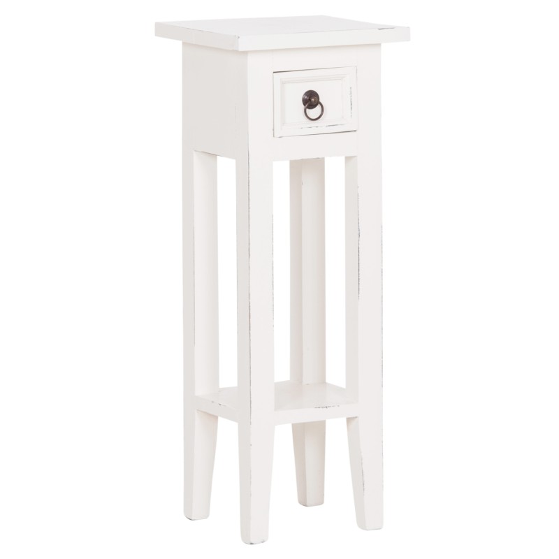 SIDE TABLE RAMU FK9484.03 MAHOGANY WOOD WITH A DRAWER IN WHITE 25x25x66.5Hcm.