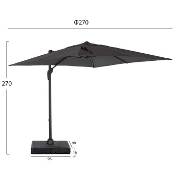 PROFESSIONAL UMBRELLA 2.7x2.7m WITH WATER BASE JAVANTE FK10857.01 GREY ALUM. & SHADE PROFESSIONAL UMBRELLA 2.7x2.7m WITH WATER BASE JAVANTE FK10857.01 GREY ALUM. & SHADE