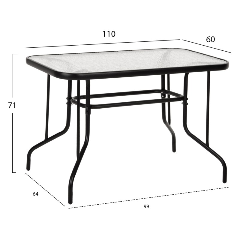 OUTDOOR DINING SET 5PCS LEONE FK10835.03 METAL CHAIRS & TABLE 110x60cm BLACK