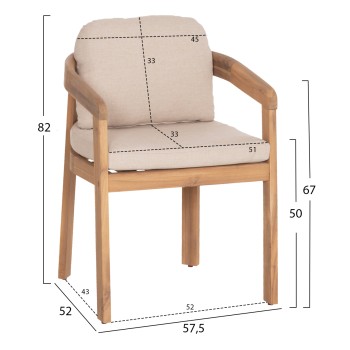 DINING CHAIR CRAVIN FK6441 ACACIA WOOD--CUSHIONS IN BEIGE 57.5x52x82Hcm. DINING CHAIR CRAVIN FK6441 ACACIA WOOD--CUSHIONS IN BEIGE 57.5x52x82Hcm.