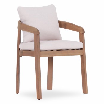 DINING CHAIR CRAVIN FK6441 ACACIA WOOD--CUSHIONS IN BEIGE 57.5x52x82Hcm.
