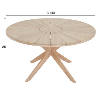DINING TABLE ROUND CORTΕΝ FK6443 ACACIA WOOD IN NATURAL COLOR Φ140x76Hcm.