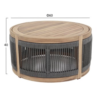 OUTDOOR ROUND COFFEE TABLE SERIES MORMONT FK6262.02 ACACIA WOOD IN NATURAL-GREY ROPE Φ60x40Hcm. OUTDOOR ROUND COFFEE TABLE SERIES MORMONT FK6262.02 ACACIA WOOD IN NATURAL-GREY ROPE Φ60x40Hcm.