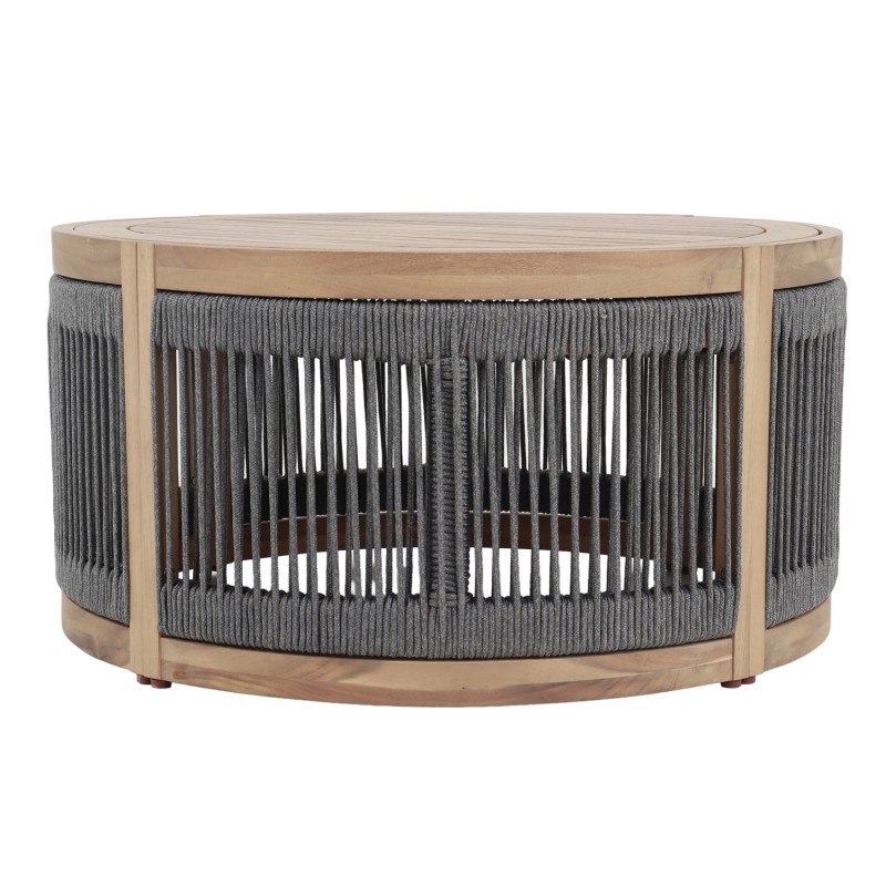 OUTDOOR ROUND COFFEE TABLE SERIES MORMONT FK6262.02 ACACIA WOOD IN NATURAL-GREY ROPE Φ60x40Hcm. OUTDOOR ROUND COFFEE TABLE SERIES MORMONT FK6262.02 ACACIA WOOD IN NATURAL-GREY ROPE Φ60x40Hcm.