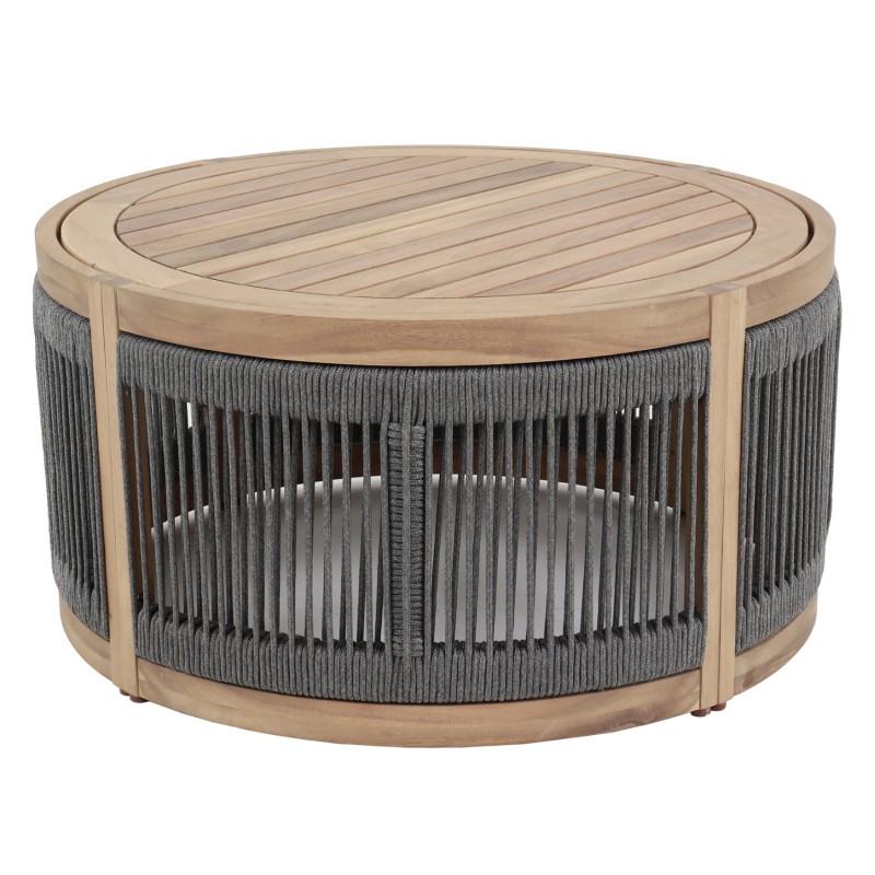 OUTDOOR ROUND COFFEE TABLE SERIES MORMONT FK6262.02 ACACIA WOOD IN NATURAL-GREY ROPE Φ60x40Hcm. OUTDOOR ROUND COFFEE TABLE SERIES MORMONT FK6262.02 ACACIA WOOD IN NATURAL-GREY ROPE Φ60x40Hcm.