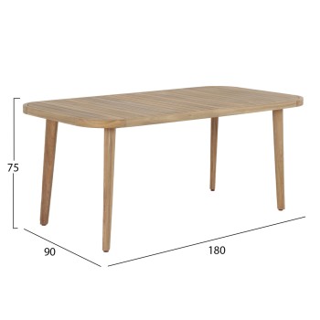 DINING TABLE FLORIAN FK6248 ACACIA WOOD IN NATURAL WOOD 180x90x76Hcm.