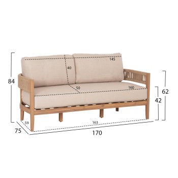 OUTDOOR LOUNGE SET 4PCS SOLACE FK6261 ACACIA WOOD--ROPE--ECRU FABRIC OUTDOOR LOUNGE SET 4PCS SOLACE FK6261 ACACIA WOOD--ROPE--ECRU FABRIC