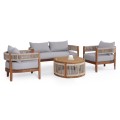 OUTDOOR LOUNGE SET 4PCS SOLACE FK6261 ACACIA WOOD--ROPE--ECRU FABRIC OUTDOOR LOUNGE SET 4PCS SOLACE FK6261 ACACIA WOOD--ROPE--ECRU FABRIC