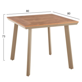 ALUMINUM DINING TABLE SQUARE TABER FK5563.04 CAPPUCCINO WITH POLYWOOD TOP 80x80x73Hcm. ALUMINUM DINING TABLE SQUARE TABER FK5563.04 CAPPUCCINO WITH POLYWOOD TOP 80x80x73Hcm.