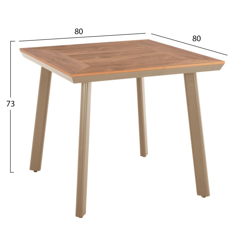 ALUMINUM DINING TABLE SQUARE TABER FK5563.04 CAPPUCCINO WITH POLYWOOD TOP 80x80x73Hcm. ALUMINUM DINING TABLE SQUARE TABER FK5563.04 CAPPUCCINO WITH POLYWOOD TOP 80x80x73Hcm.