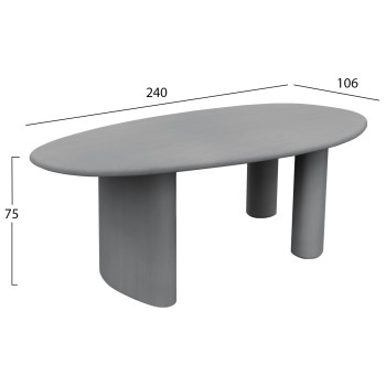 DINING TABLE OVAL VOLPE FK6599.01 FIBER CEMENT IN GREY 240x100x75Hcm