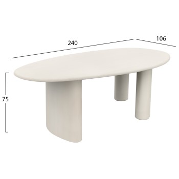 DINING TABLE OVAL VOLPE FK6599.02 FIBER CEMENT IN BEIGE 240x100x75Hcm