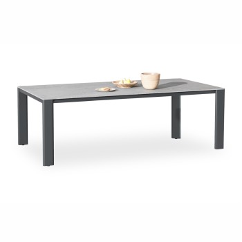 DINING TABLE PUNDER FK6483.01 ALUMINUM IN GREY--SINTERED STONE TOP 220x100x76Hcm.