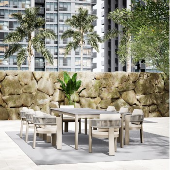 DINING TABLE PUNDER FK6483.02 ALUMINUM IN CREAM WHITE--SINTERED STONE TOP 220x100x76Hcm.