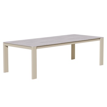 DINING TABLE PUNDER FK6483.02 ALUMINUM IN CREAM WHITE--SINTERED STONE TOP 220x100x76Hcm.