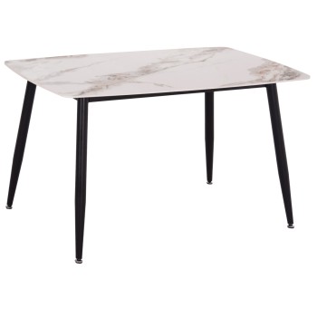DINING TABLE RAVEN FK9854.04 CERAMIC TOP IN CALACATTA MARBLE SCHEME-BLACK METAL LEGS 120x70x73Hcm.