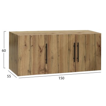 WARDROBE 3-LEAF LOFT CARYS FK747.12 MELAMINE IN NATURAL WOOD COLOR 150x55.5x60Hcm. WARDROBE 3-LEAF LOFT CARYS FK747.12 MELAMINE IN NATURAL WOOD COLOR 150x55.5x60Hcm.