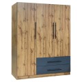WARDROBE 3-LEAF WITH 2 DRAWERS CARYS FK746.12 MELAMINE IN NATURAL/GREY 150x55.5x160Hcm WARDROBE 3-LEAF WITH 2 DRAWERS CARYS FK746.12 MELAMINE IN NATURAL/GREY 150x55.5x160Hcm