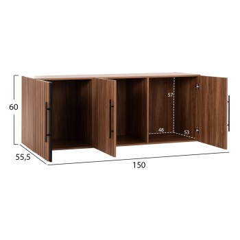 WARDROBE 3-LEAF LOFT HARRY FK18391.01 MELAMINE IN NATURAL WOOD & BLACK 150x55.5x60Hcm. WARDROBE 3-LEAF LOFT HARRY FK18391.01 MELAMINE IN NATURAL WOOD & BLACK 150x55.5x60Hcm.