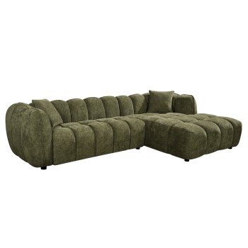 CORNER SOFA (RIGHT) LYKKE FK3326.03R GREEN FABRIC 280x89-165(chaise)x70Hcm.
