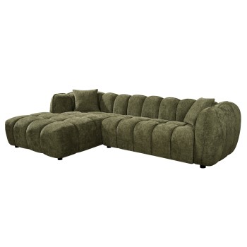 CORNER SOFA (LEFT) LYKKE FK3326.03L GREEN FABRIC 280x83-160(chaise)x80Hcm.