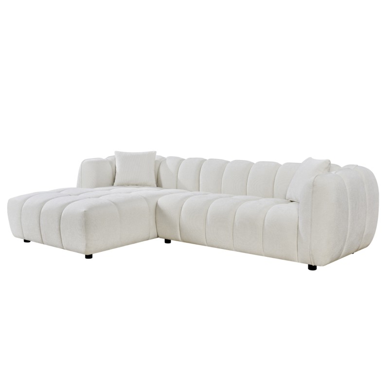 CORNER SOFA (LEFT) LYKKE FK3326.02L ECRU FABRIC 280x89-165(chaise)x70Hcm. CORNER SOFA (LEFT) LYKKE FK3326.02L ECRU FABRIC 280x89-165(chaise)x70Hcm.