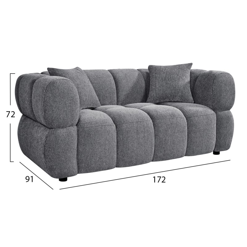 SOFA 2-SEATER NORIKA FK3332.01 GREY FABRIC 172x91x72Hcm. SOFA 2-SEATER NORIKA FK3332.01 GREY FABRIC 172x91x72Hcm.
