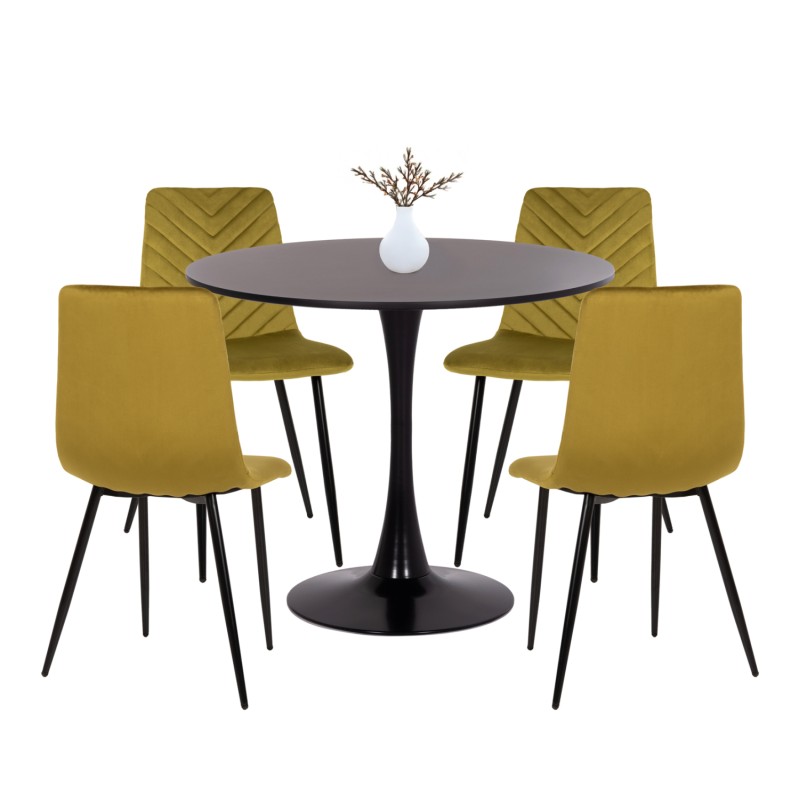DINING SET 5PCS BROLIN FK10866 ROUND TABLE & 4 DINING CHAIRS IN OLIVE GREEN DINING SET 5PCS BROLIN FK10866 ROUND TABLE & 4 DINING CHAIRS IN OLIVE GREEN