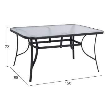 OUTDOOR DINING SET 5PCS REDAN FK10890.01 METAL-TEXTILENE IN BLACK & DARK GREY