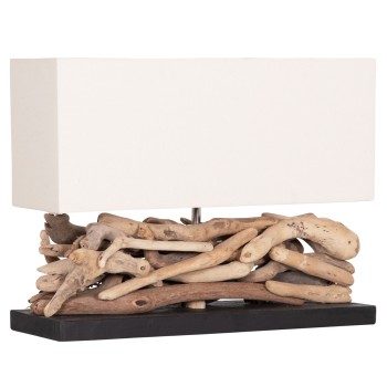 TABLE LAMP RECTANGULAR TWIGGY FK4432 DRIFTWOOD & WHITE CAP 50x16.5x38Hcm.