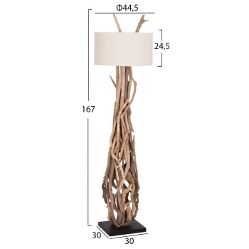DECORATIVE FLOOR STANDING LAMP ALTAR FK4872 DRIFTWOOD--WHITE PVC CAP Φ44.5x167Hcm.