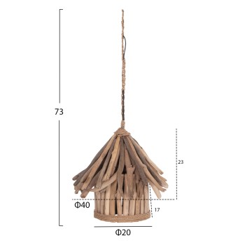 CEILING PENDANT LAMP TREIT FK4874 DRIFTWOOD IN NATURAL Φ40x73Hcm.[1xΕ27]