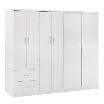 WARDROBE 6-LEAF BLAKELY FK21235.05 MELAMINE IN WHITE COLOR 201x43x181Hcm.