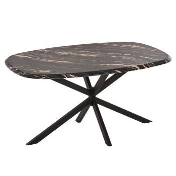 DINING TABLE OVAL RODDEN FK11903.02 WERZALIT TABLETOP IN BLACK/GOLD MARBLE LOOK-BLACK METAL BASE 146x94x75Hcm.