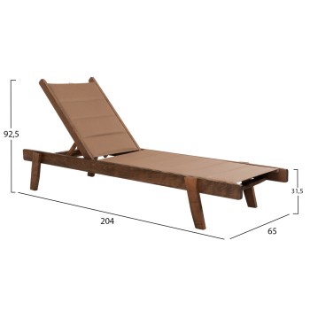 BEACH LOUNGER MILOS FK10685.06 BEECH WOOD IN WALNUT-MOCHA TEXTILENE CUSHION COVER 204x65x92,5Hcm.