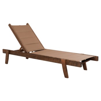 BEACH LOUNGER MILOS FK10685.06 BEECH WOOD IN WALNUT-MOCHA TEXTILENE CUSHION COVER 204x65x92,5Hcm.
