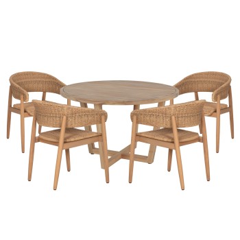 OUTDOOR DINING SET 5PCS PARAISO FK10907 ACACIA WOOD & ROPE IN NATURAL COLORS