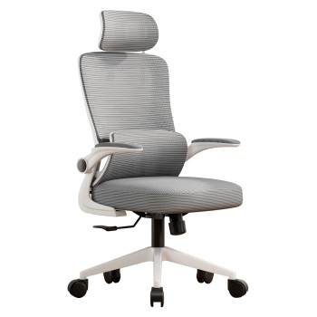 OFFICE CHAIR KESI FK1222.02 LIGHT GREY MESH FABRIC--WHITE PP 52x50x122Hcm.
