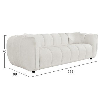 SOFA 3-SEATER LYKKE FK3323.02 ECRU FABRIC 229x89x70Hcm. SOFA 3-SEATER LYKKE FK3323.02 ECRU FABRIC 229x89x70Hcm.