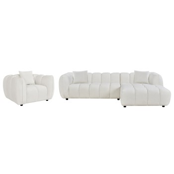 SET CORNER SOFA (RIGHT)-ARMCHAIR LOUNGE LYKKE FK10821.02R ECRU FABRIC