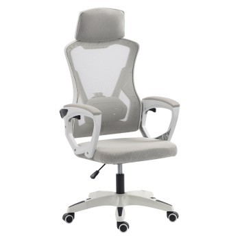 OFFICE CHAIR SALAS FK1223.02 P.P. IN WHITE--MESH FABRIC IN LIGHT GREY 57x71x110-120Hcm.