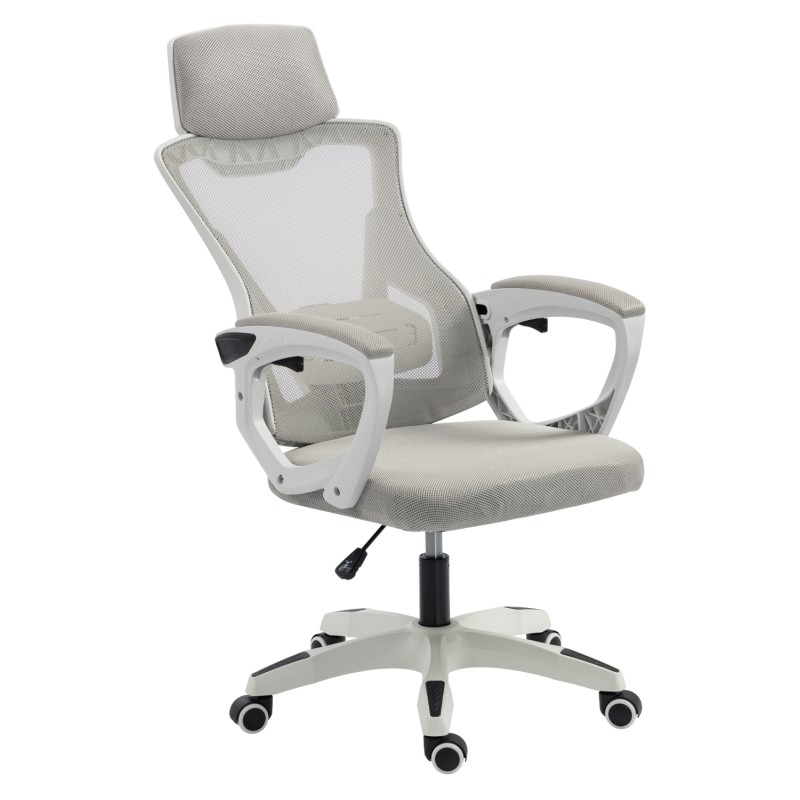 OFFICE CHAIR SALAS FK1223.02 P.P. IN WHITE--MESH FABRIC IN LIGHT GREY 57x71x110-120Hcm. OFFICE CHAIR SALAS FK1223.02 P.P. IN WHITE--MESH FABRIC IN LIGHT GREY 57x71x110-120Hcm.