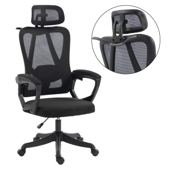 OFFICE CHAIR FRANTIC FK1224.01 BLACK MESH & POLYPROPYLENE 60x60x134Hcm.