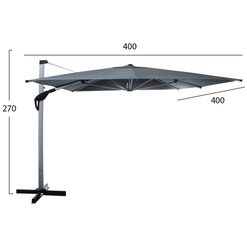 PROFESSIONAL UMBRELLA JAVANTE FK6621.01 SILVER ANODIZED ALUMINUM--GREY SHADE 400x400x270Hcm PROFESSIONAL UMBRELLA JAVANTE FK6621.01 SILVER ANODIZED ALUMINUM--GREY SHADE 400x400x270Hcm