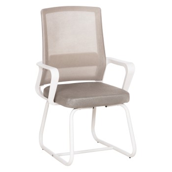 VISITOR'S CHAIR CASTER FK1228.02 WHITE METAL/PP--LIGHT GREY MESH 58x56x93Hcm.