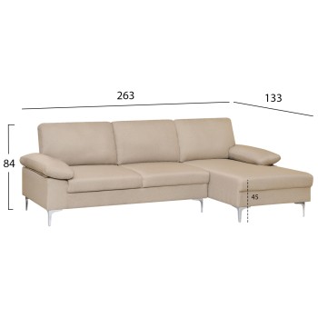 SOFA RIGHT CORNER ANTON FK3340.02R IVORY FABRIC--METAL LEGS 260x130x84Hcm SOFA RIGHT CORNER ANTON FK3340.02R IVORY FABRIC--METAL LEGS 260x130x84Hcm