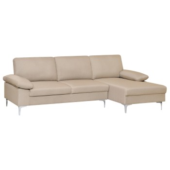 SOFA RIGHT CORNER ANTON FK3340.02R IVORY FABRIC--METAL LEGS 260x130x84Hcm