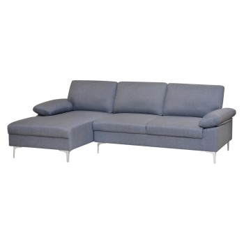 SOFA LEFT CORNER ANTON FK3340.01L GREY FABRIC--METAL LEGS 260x130x84Hcm