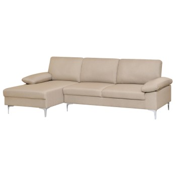 SOFA LEFT CORNER ANTON FK3340.02L IVORY FABRIC--METAL LEGS 260x130x84Hcm